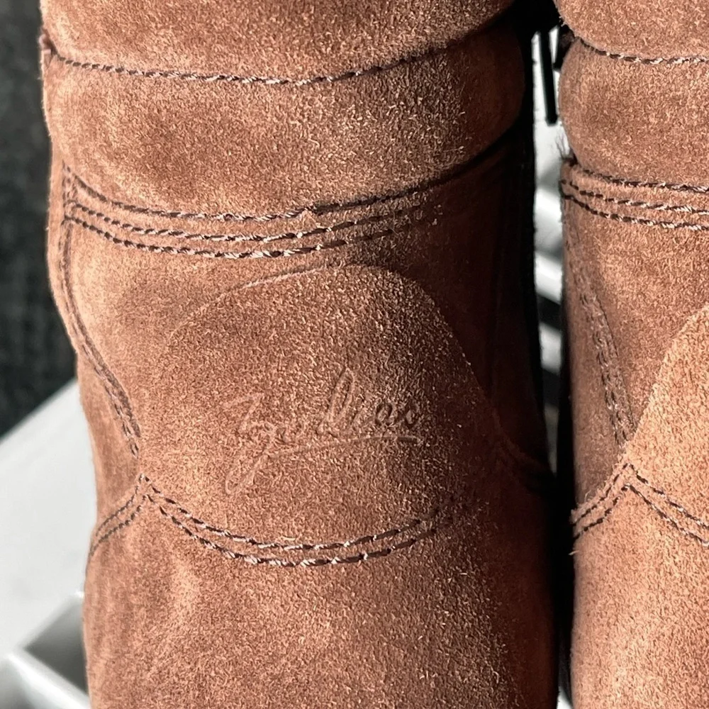 Zodiac Pierson Brown Suede Wedge Ankle Boots Faux Fur Lined | Women’s 9